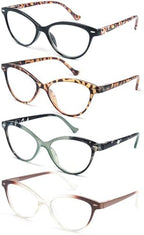 HEEYYOK 1.75 Readers For Women Small Face Womens Reading Glasses Cat Eye 4-Pack Cheaters Reading Glasses Comfort Spring Hinge