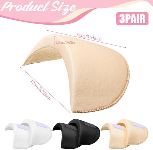 3 Pairs Shoulder Pads, 1.5cm Thickness Foam Shoulder Pads Breathable Set-in Shoulder Enhancer Anti-Slip Detachable Sponge Pad for Women Men Blazer Suit Coat Jacket Clothes Sewing Accessories
