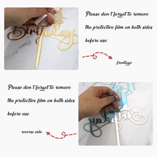 Happy 50th Birthday Cake Topper，Mirrored Gold Acrylic Birthday Topper for Cheers to 50 Years Birthday/Anniversary Party Decoration Ideas, Perfect Keepsake for your family and friends(50th)