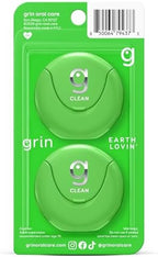 GRIN Clean Dental Floss – 2 Pack (87.4 Yards Total) | Super Strong Floss | Minty | Shred-Resistant | Compact Dispenser Made with Recycled Plastic