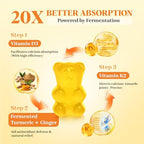 Turmeric Curcumin with Ginger Gummies, Vegan Formula with Fermented Turmeric & Black Pepper, Joint Comfort & Mobility, Sugar-Free with Vitamin D3 + K2, Natural Peach Flavor – 150 Gummies (2 Bottles)