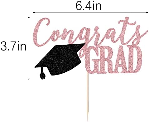 PALASASA Congrats Grad Cake Topper, 2026 Graduate Party Decorations (Rose Gold 6.6inch)