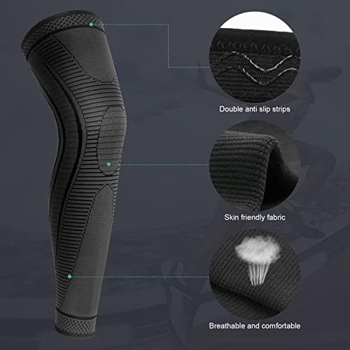 2 Pack Full Leg Compression Sleeves for Men And Women Long Knee Brace Support for Basketball, Running, Workout, Cycling, Sport