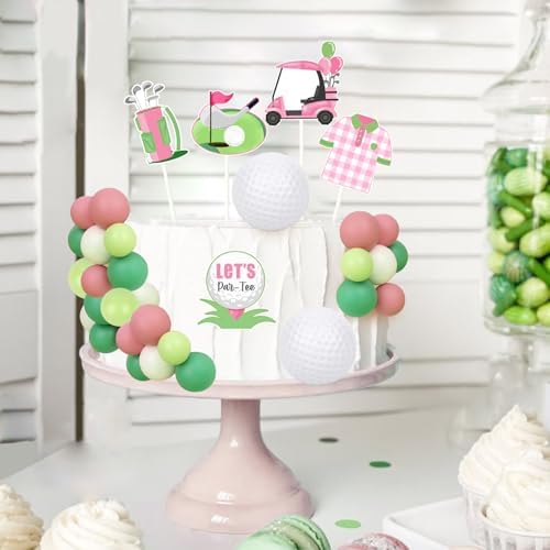 Cheereveal Golf Cake Decorations for Girls - Golf Ball Theme Cake Cupcake Figures Toppers Ball Dessert Picks, Sports Theme Birthday Baby Shower Party Photo Props