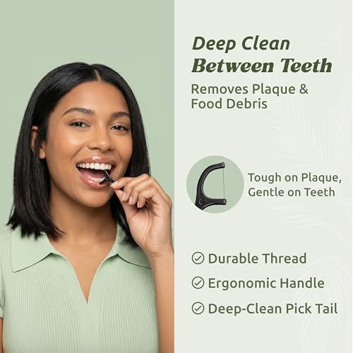 Me Mother Earth Vegan Biodegradable Dental Floss Picks (200 Count) - Natural | Sustainable | Eco-Friendly | Charcoal Dental Flossers for a Zero Waste Oral Care (3 Inch)