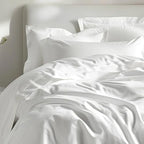Saint Moritz Sateen Sheet Set - Queen, White - 400 Thread Count Luxury Cotton Sheets - Includes 1 Flat Sheet, 1 Fitted Sheet and 2 Pillowcases - Silky Soft Sateen Bedding