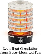 Elite Gourmet EFD319 Food Dehydrator, 5 BPA-Free 11.4" Trays Adjustable Temperature Controls, Jerky, Herbs, Fruit, Veggies, Dried Snacks, Black