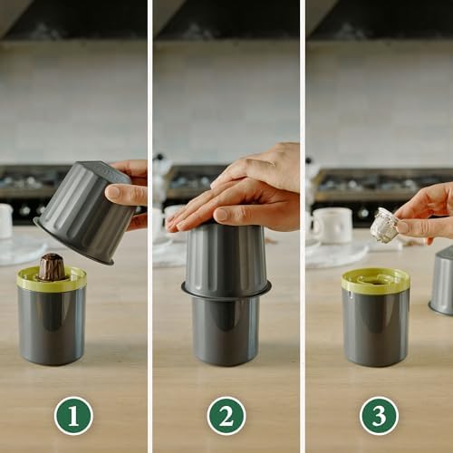 Dualit EcoPress Aluminium Coffee Capsule Recycling Tool - Nespresso Compatible Recycler - Premium Eco Friendly Tool Nespresso Capsules & Coffee Grounds