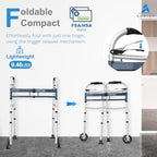 Agrish Narrow Walkers for Seniors, Adjustable Width Narrow Walkers for Small Spaces, Folding Slim Walker - Standard Walkers for Elderly, 350 LBS Heavy Duty Narrow Walker for Small Doorways