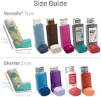 Inhaler Holder - for Ventolin & Shorter Style Inhaler - Vegan Leather - Adults & Kids Asthma Inhaler Case with Eyelet for Keychain/Lanyard - Handmade (Shorter, Perky Felines)