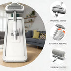 360 Hands-Free Self Wringing Floor Cleaning Mop, Flat Mop - Microfiber with 6 x Washable Pads, Hand Washing Free for Hardwood and Window, White