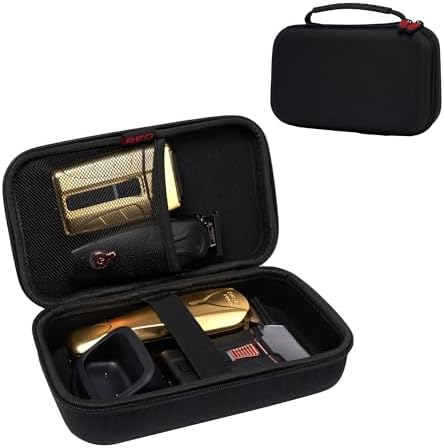 RED by Kiss Men Grooming Portable Organizer BagTravel Pouch (Black) Organize Shaver Trimmer Clipper Hair Comb Convenient Mesh Inner Pocket, Hard Zipper, Handle, Water Resistant Exterior