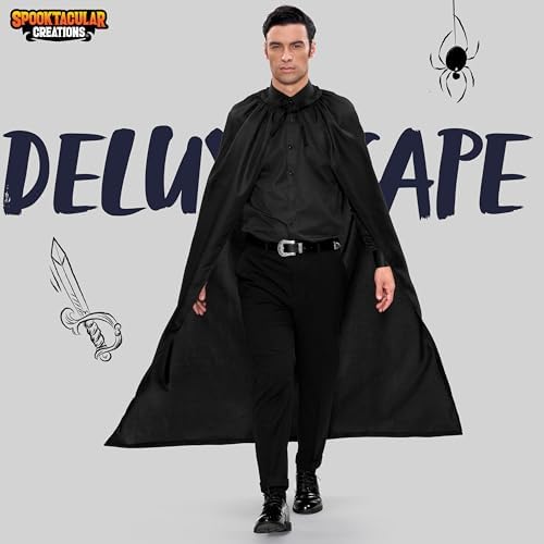 Spooktacular Creations Halloween Cape Costume, Black Cape for Adult, Black Cloak Knight for Halloween Dress Up Party Cosplay