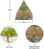 Peridot Crystal Stones Tree of Life Orgone Pyramid Positive Energy Protection Generator for Healing Chakra Resin Vastu Home Decor, Labradorite