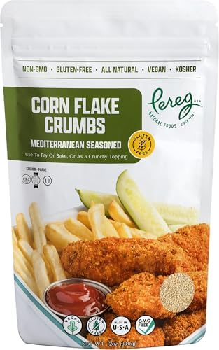 Pereg Seasoned Gluten Free Cornflake Crumbs, 12 oz | Crispy Breadcrumbs for Coating & Stuffing | Coat Shnitzel, Burgers, Vegetables | Kosher | Resealable Bag
