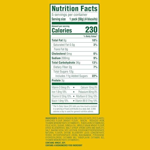 belVita Breakfast Biscuits, Blueberry Flavor, 5 Packs (4 Biscuits Per Pack)