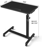 Adjustable Overbed Bedside Table, Hospital Bed Table with Wheels, Portable Rolling Desk, Mobile Small Standing Desk, Rolling Laptop Stand, Computer Cart