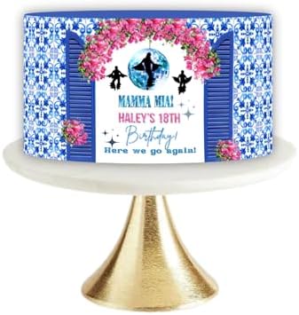 Mamma Mia, Mamma Mia Birthday Party, Mamma Mia Cake Topper, Dancing Queen Cake Topper, Mediterranean Cake Topper, Santorini Door, Greece 2 Tier Cake Wrap, Moroccan Tile