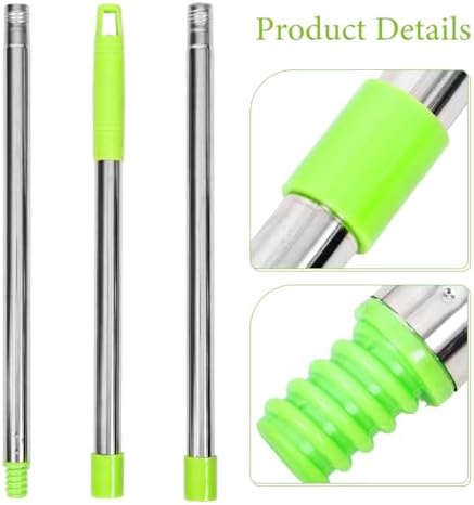 Ipetboom Replacement Mop Handle - 44.68In Adjustable 3-Section Mop Pole Broom Rod with Ergonomic Grip Stainless Steel Stick Compatible with Various Broom Heads for Household Cleaning