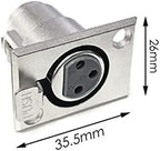 XLR 3-Pin Female Jack Socket Audio Speaker Panel Mount Connector Adapter for Microphone 6-Pack