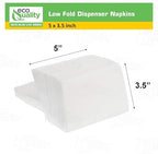 Low Fold Dispenser Napkins, 1-Ply, 3 1/2 x 5 in., White 800/pk, Dispenser Napkin Refill, Everyday Napkins, Perfect for Restaurants, Diners, Bodegas & Home