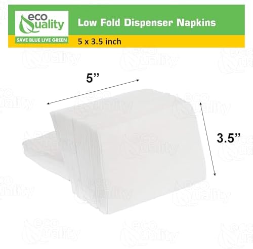 Low Fold Dispenser Napkins, 1-Ply, 3 1/2 x 5 in., White 800/pk, Dispenser Napkin Refill, Everyday Napkins, Perfect for Restaurants, Diners, Bodegas & Home