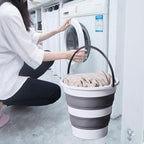 10L /2.6 Gal Large Collapsible Bucket with Handle - Portable Silicone Mop Bucket for Cleaning, Camping, Car Washing - Space-Saving for Outdoor, Fishing, Household – Pair of Silicone Gloves for Free