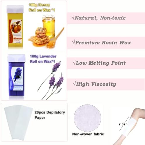 Nynelly Wax Warmer Kit for Hair Removal, Double Depilatory Wax Heater with Heater Base for Hair leg, Armpit, Bikini