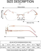 LUFF Stylish Rimless Reading Glasses for Women Anti-Blue Light, Fashion Comfortable and Lightweight Frameless 1PC Reader
