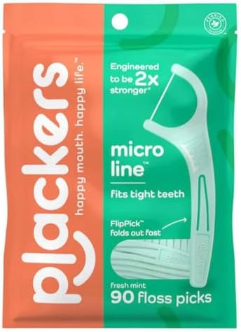 Plackers Micro Dental Flossers, Mint, (Pack of 36), 90 Count (Pack of 3), 270 count