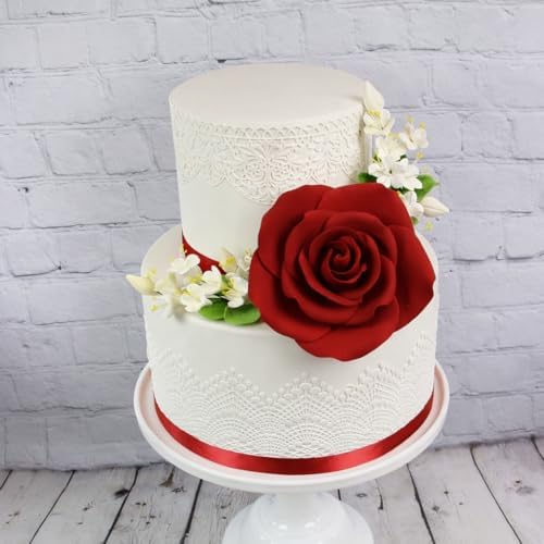 Cherry Blossom Sugar Flower Spray – Gumpaste Flowers for Cakes – Handmade Cake Decorations – Sakura Floral Topper – Sugar Flowers for Wedding & Birthday Cakes - White, 1 Count by Global Sugar Art
