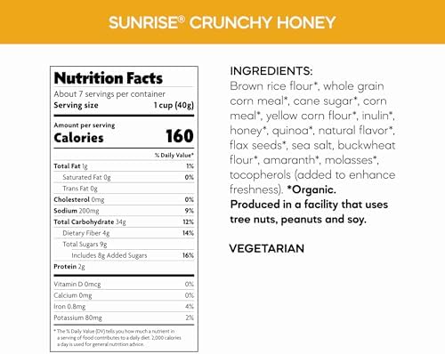 Nature's Path Organic Sunrise Crunchy Honey Cereal, 10.6 oz (Pack of 1), Gluten Free, Non-GMO