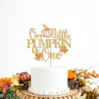 Our Little Pumpkin is One Cake Topper, Pumpkin 1st Birthday Cake Decorations, Fall Halloween Themed 1st Birthday Party Decorations, Gold Glitter