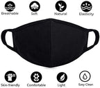 comfso 8 Pack Organic Cotton Face Cover Washable and Reusable - Black Travel Face Mask, Mouth Protection Cloth Masks with Nose Bridge Wire - Soft Fabric for Women Men Outdoor