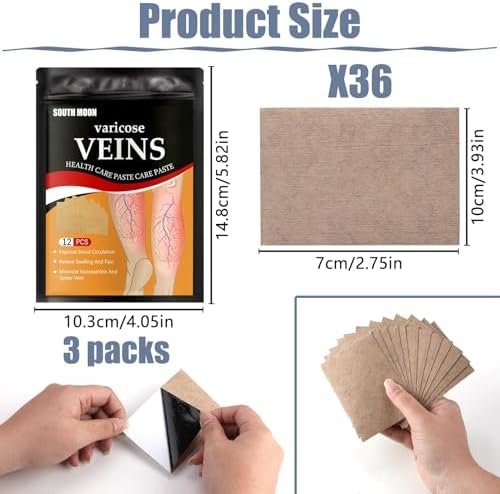 36PCS Varicose Veins Patch - Natural Relief Treatment for Legs, Spider Varicose Vein, Strengthen Capillary Health and Improve Blood Circulation