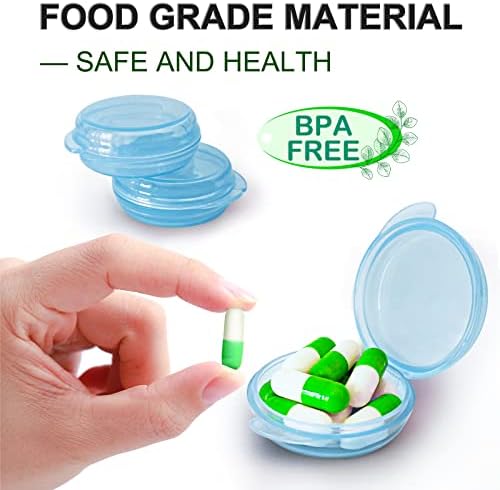 Pill Organizer for Pocket, Mini Pill Box for Pocket Purse, Portable Travel Pill Container, Small Secure Storage for Supplements & Daily Care (Blue 6 PCS)
