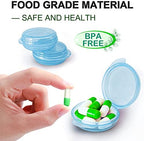 Pill Organizer for Pocket, Mini Pill Box for Pocket Purse, Portable Travel Pill Container, Small Secure Storage for Supplements & Daily Care (Blue 6 PCS)