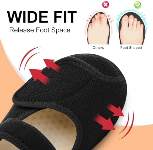 JOINFREE Womens Wide Diabetic Slippers Adjustable Comfort House Shoes Extra Wide Width Bedroom Slipper for Edema Swollen Arthritis Elderly Indoor Outdoor