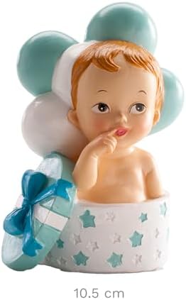 dekora Christening Decoration Cake Topper for Christening Cake 10 cm, Baby Boy in Gift Box Cake Decoration for Christening & Baby Shower