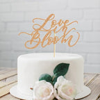 Love in Bloom Cake Topper for Glitter Wedding Engagement Bridal Shower Bachelorette Party Decors Rose Gold