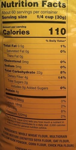 Aashirvaad Atta with Multigrains, Whole Wheat Flour with Multigrains, Wheat, Soya, Chick Pea, Maize, Psyllium Husk, Enduring Value, Product of India (4lb)