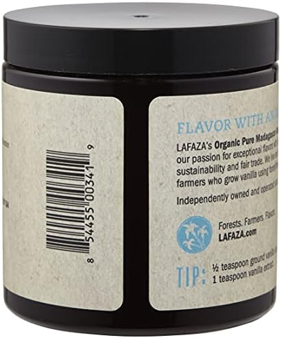 Lafaza Organic Madagascar Bourbon Pure Ground Vanilla Bean Powder, 4oz