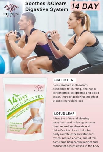 14-Day Flat belly Tea, Natural Weight Loss and Detox Blend, 30 Herbal Tea Bags,Fat burner,Belly Fats Burner,Reduce Bloating,Digestive Health,Slim Stomach
