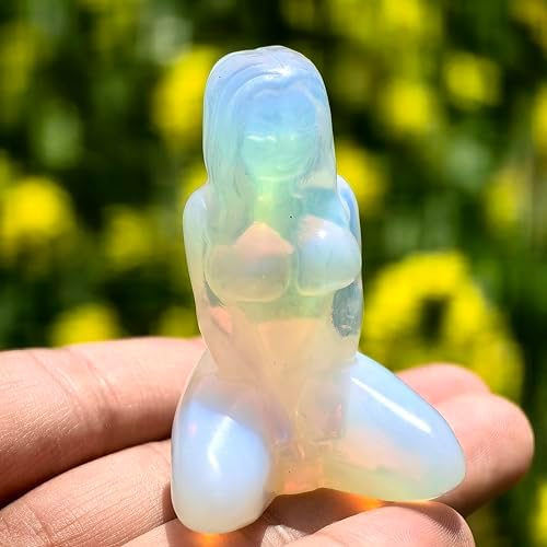 Natural Obsidian Opal Hand Carved Female Model,Crystal Quartz Kneeling Female Model Carving,Reiki Healing Crystal,Home Decor,Crystal Gift 1PC (Opal)