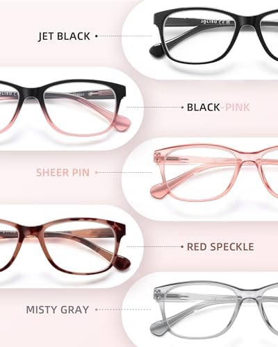 JOLISU 5 Pack Reading Glasses for Women/Men - Fashion Blue Light Readers Computer Eyeglasses W/Spring Hinge&Case(0.75)