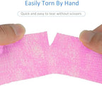 24 Pack Self Adherent Cohesive Wrap Bandages Non Woven Cohesive Bandage Elastic Self Adhesive Bandage Wrap Sports Athletic Tape First Aid Tape for Wrist Ankle Pet Vet Wrap Grip Cover 2 inch (Pink)