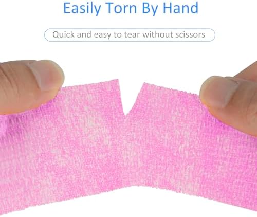 24 Pack Self Adherent Cohesive Wrap Bandages Non Woven Cohesive Bandage Elastic Self Adhesive Bandage Wrap Sports Athletic Tape First Aid Tape for Wrist Ankle Pet Vet Wrap Grip Cover 2 inch (Pink)