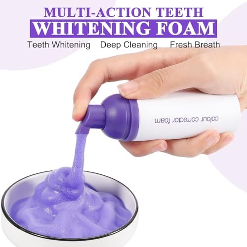 Purple Toothpaste for Teeth Whitening,Purple Teeth Whitening Kit,Tooth Stain Removal Colour Corrector,1.5Fl Oz
