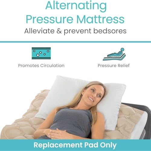 Vive Alternating Air Pressure Mattress Pad Replacement - The Original Bed Sore Prevention Solution - Hospital & Home Mattress Topper - Includes Waterproof Inflatable Ulcer Cushion Pad, Heat Resistant