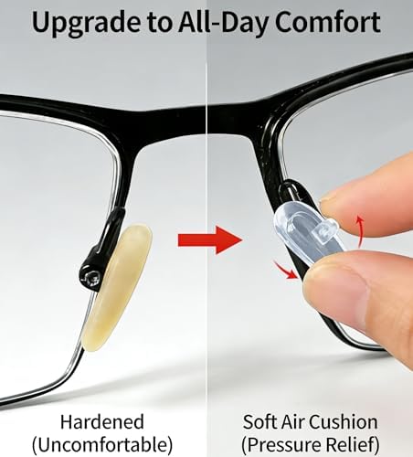 Eyeglass Nose Pads, GOTOBA 22 Pairs Screw-in Eyeglasses Nose Pads, Upgraded Glasses Nose Pad Replacement Kit with Eyeglass Screwdriver, Tweezers, Glasses Cloth, Small Screws.